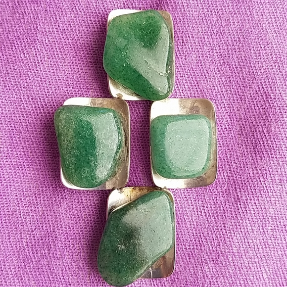 VINTAGE STERLING JADE BROOCH/PENDANT - Picture 2 of 8